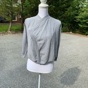 Metallic Silver Cropped Shrug Sweater Cardigan
